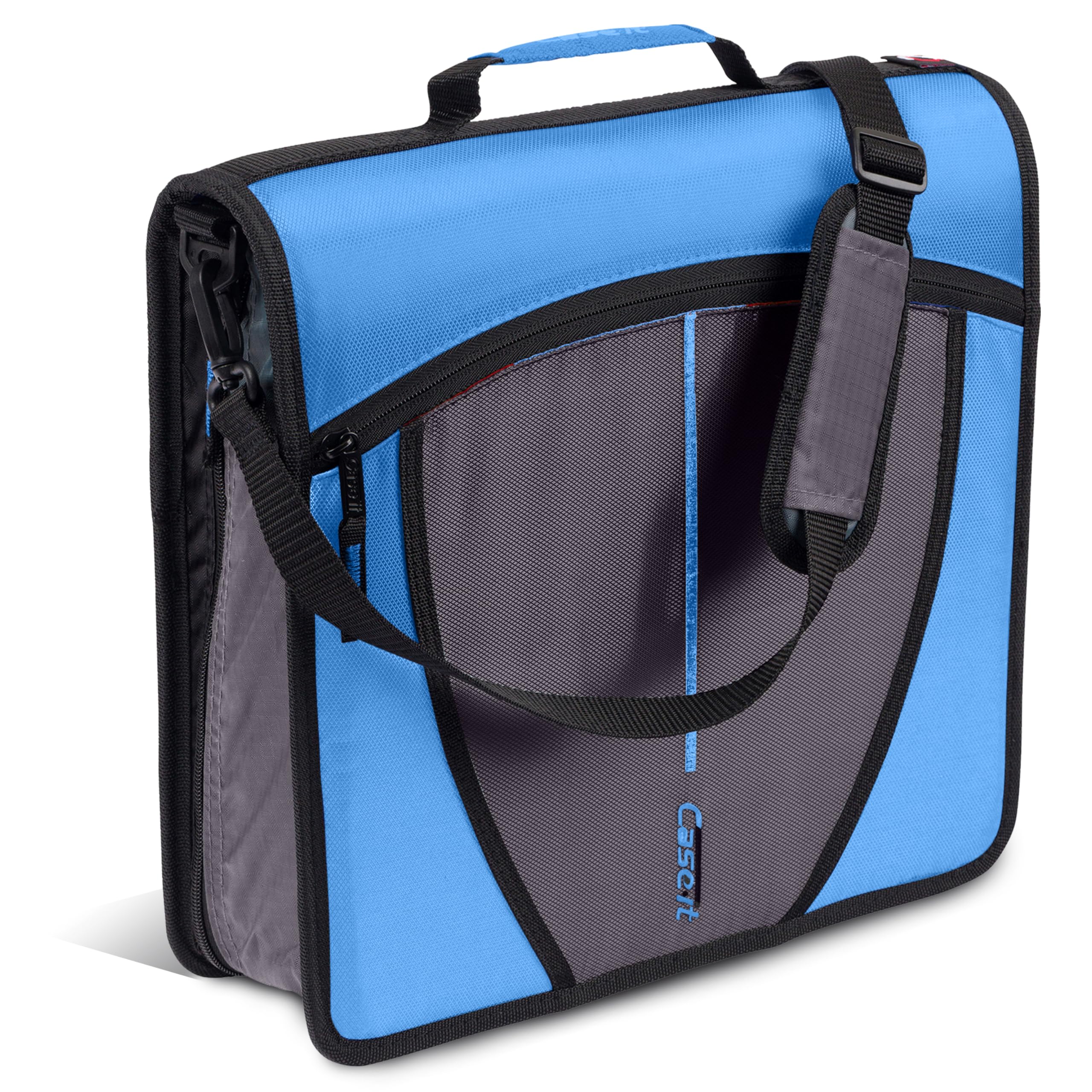 Photo 1 of Case-it Mighty Zip Tab Zipper Binder, 3" O-Ring with 5-Color tabbes, Expanding File Folder and Shoulder Strap and Handle, D-146-Denim Blue