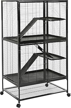 Amazon Com Amazon Basics Small Animal Metal Pet Cage With Wheels Two Story 63 Inch Pet Supplies