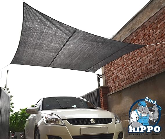 HIPPO - Decorative - 2 in 1 Waterproof Rain Outdoor Sun Shade Sails - Attached SS Buckles