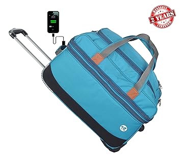 3G Atlantis Smart Series Polyester 20 Inch USB Charging Expandable Cabin Black Trolley Suitcase for Unisex