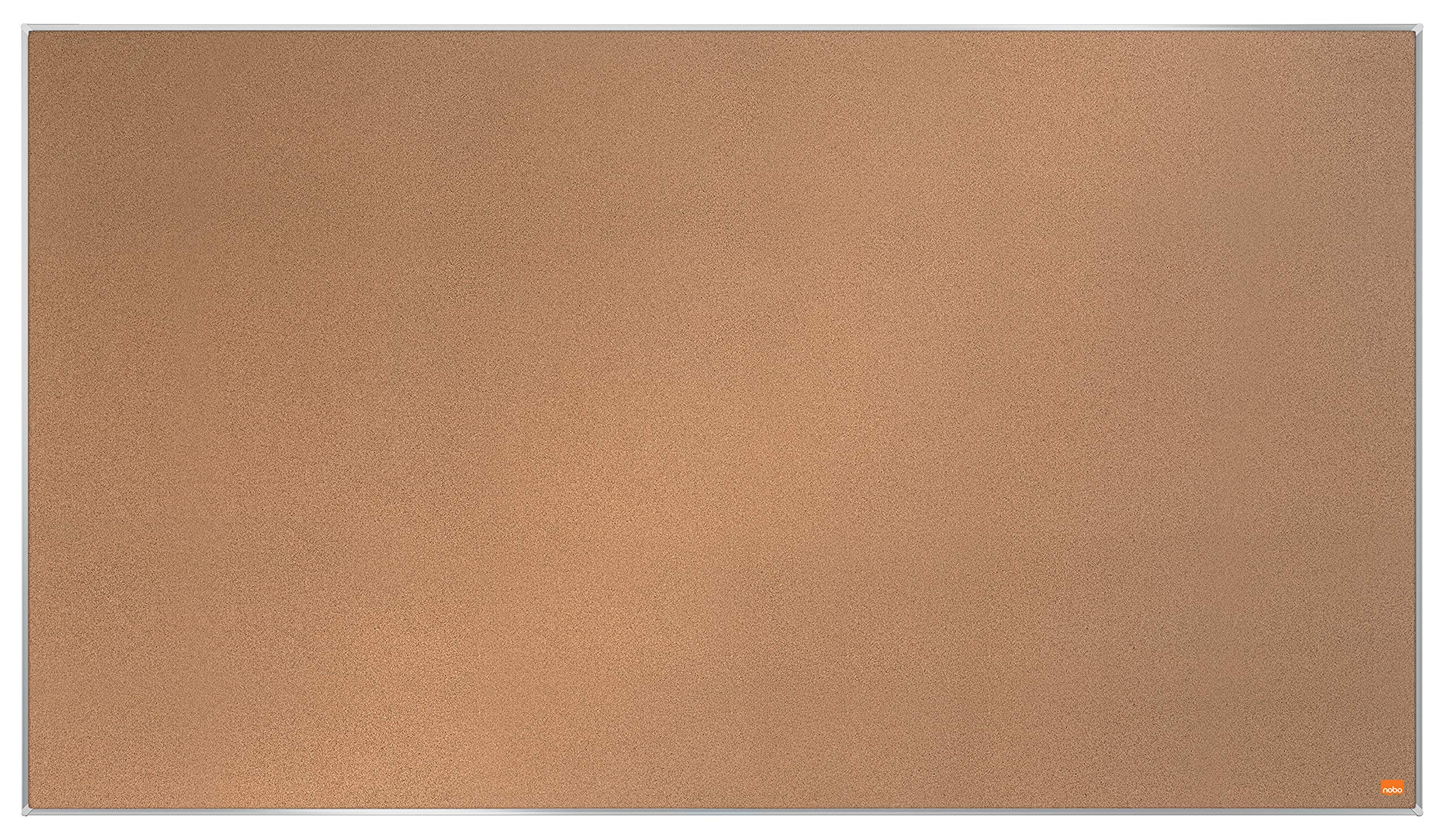 Nobo Widescreen Cork Noticeboard, 1220 x 690 mm, Slim Trim Frame, Self-Healing Cork Surface, InvisaMount Mounting System, Impression Pro, Light Brown, 1915416