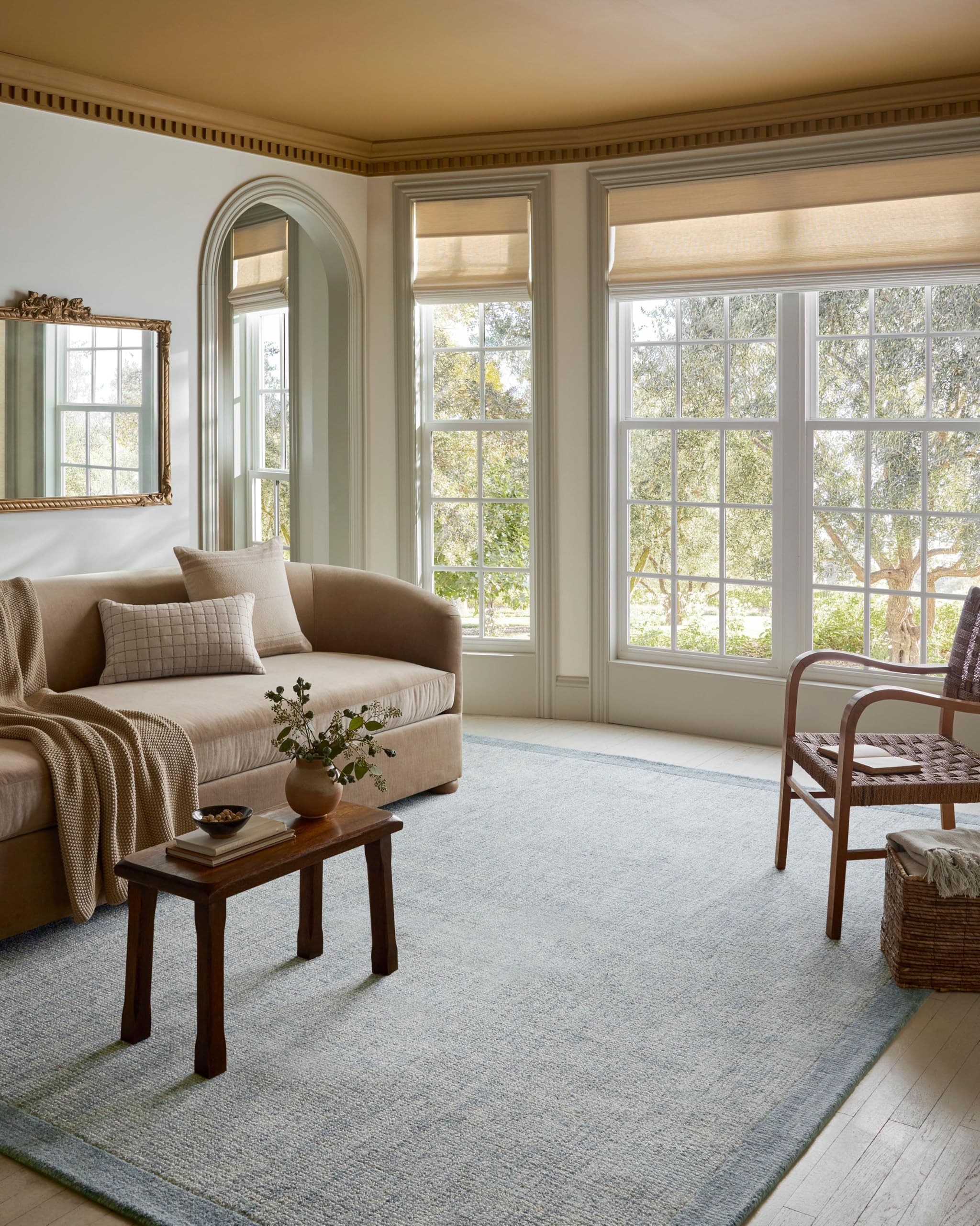 Photo 1 of Loloi Magnolia Home by Joanna Gaines Henley Collection HNY-01 Ivory/Blue 7'-9" x 9'-9" Area Rug