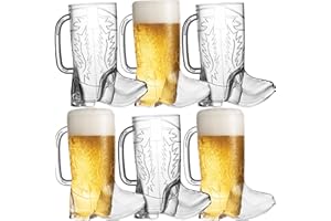 JoyServe Cowboy Boot Cups - (Pack of 6) 17oz Cowboy and Cowgirl Drink Mugs, Reusable BPA-Free Plastic Mug with Handle for Western Themed Rodeo Birthday Party Decorations and Supplies