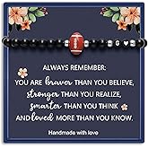 Haoze Football Soccer Initial Bracelet Black Beaded Bracelets Football Soccer Jewelry Sports Bracelet Gifts for Teen Football Lovers Football Soccer Accessories Birthday Gifts for Men Women