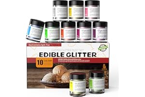 LOCDO Edible Glitter, Edible Luster Dust -100% Food Grade Brew Glitter for Drinks & Food & Cake No Taste or Texture, Vegan Allergen-Free (10 colors, Set)
