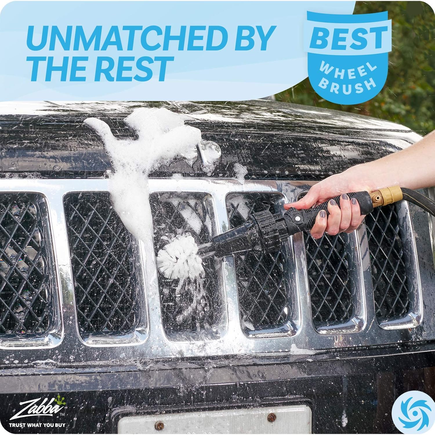Car Wheel Brush, Premium Automotive Detailer and Tire Brush Cleaning Kit for Bikes, Engines, Trucks, Boats, Equipment, Exhaust Tips, Premium Water-Powered Multi-Purpose Rim Brush from Brush Hero: Health & Personal Care
