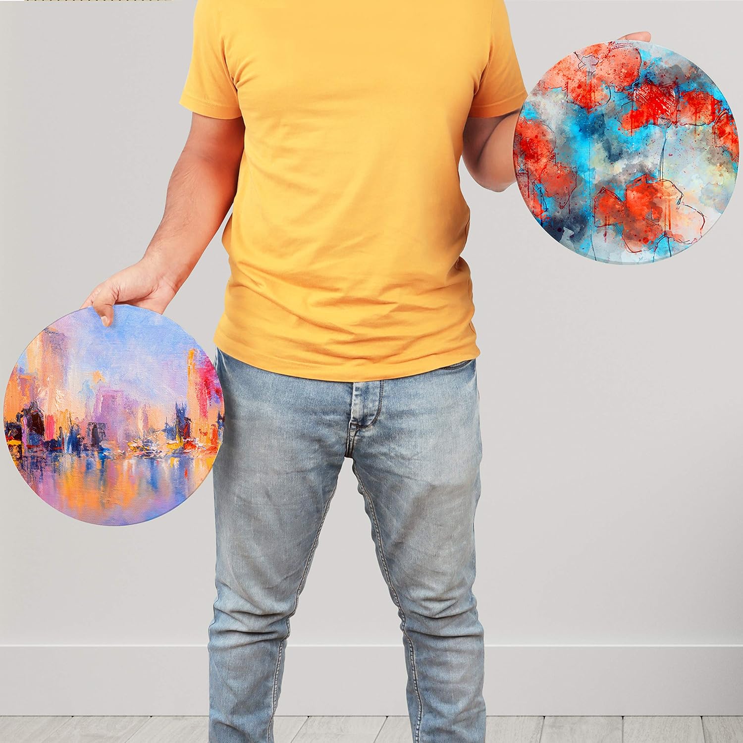 Belle Vous 2 Pack 12 inches Circle Shape Blank Canvas, 30cm Large Round Pre Stretched Canvas Panels - Image 5