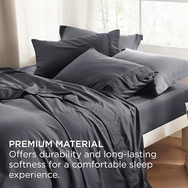 BEDSURE QUEEN SHEET SET – 4 PIECES SOFT QUEEN SIZE SHEETS – BREATHABLE & COOLING – HOTEL LUXURY – EASY CARE POLYESTER MICROFIBER BEDDING FOR WOMEN, MEN, DARK GREY
