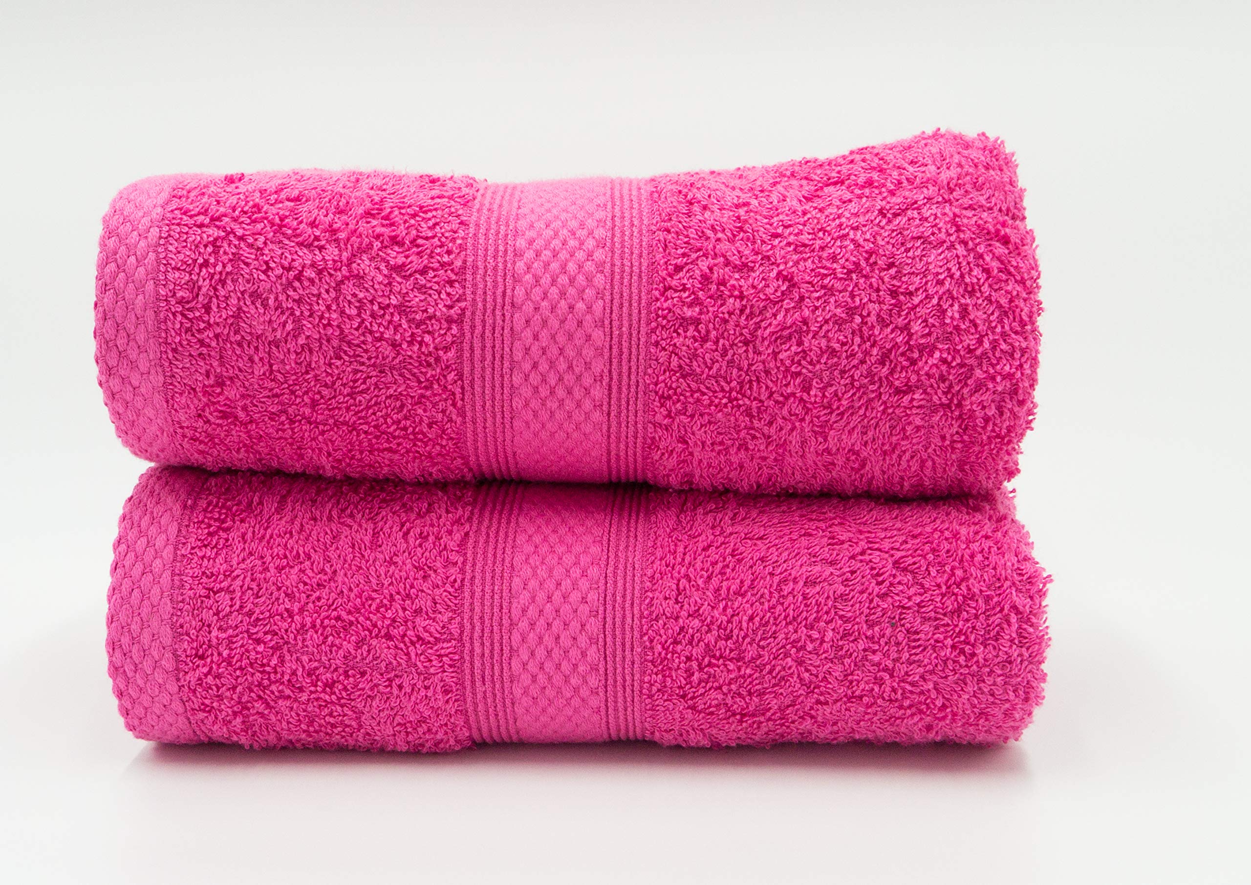 Lex's Linens Pack of 2 100% Combed Cotton Hot Pink Hand Towels