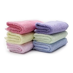 Luv Your Baby 100% Organic Bamboo Washcloths, Soft & Absorbent Baby Bath Towels Set for Sensitive Skin & Face, 6-Pack