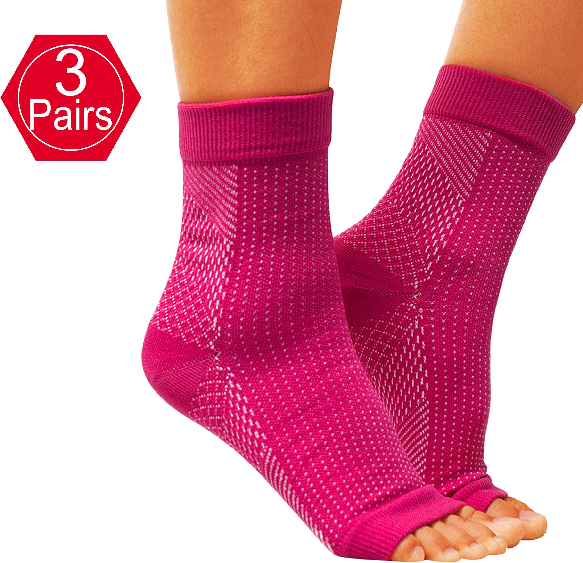 3 Pairs Plantar Fasciitis Socks with Arch Support for Women & Men by Andils, Toeless Ankle Compression Socks. Relieves Joint Pain, Heel Spur, Sprains, Swelling. Boost Circulation & Injury Recovery
