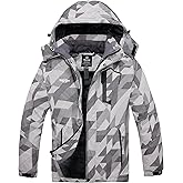 wantdo Men's Mountain Waterproof Ski Jacket Windproof Rain Jacket Winter Warm Hooded Coat