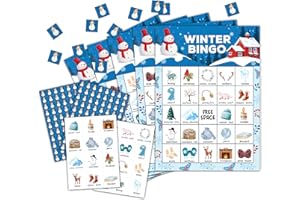 OZTEMETY Winter Bingo, Snowman Bingo, Christmas Bingo Game for Adults Families Large Group, Christmas Party Favors, Christmas Party Games, 24 Players Bingo Cards, D03