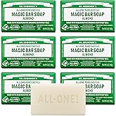 Dr. Bronner's - Pure-Castile Magic Bar Soap (Almond, 5 oz, 6-Pack) - Made with Regenerative Organic Certified Oils- For Face, Body & Hair, Gentle, Vegan Bath Soaps for Men & Women, Non-GMO