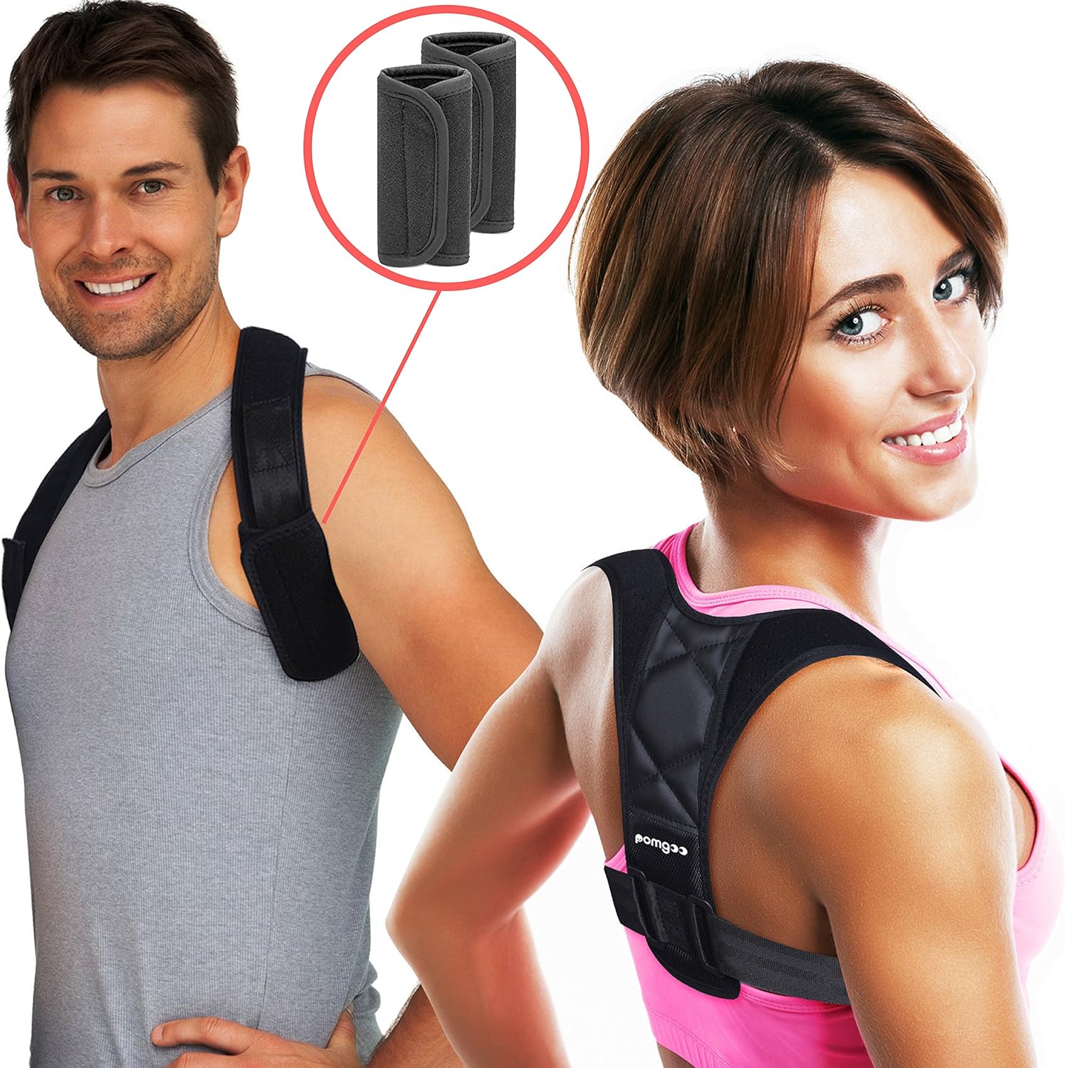 Posture Corrector for Women and Men - Premium Upper Back Straightener Brace - Clavicle and Scoliosis Support - Trainer For Better Shoulder, Neck and Hump Pain Relief - Fits Chest Size 28"-42" - POMGOO