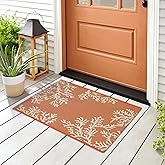 Liora Manne Esencia Machine Washable Non-Slip Low Profile Indoor/Outdoor Mat-Transitional, Coastal, Beach, Border, Coral Edge