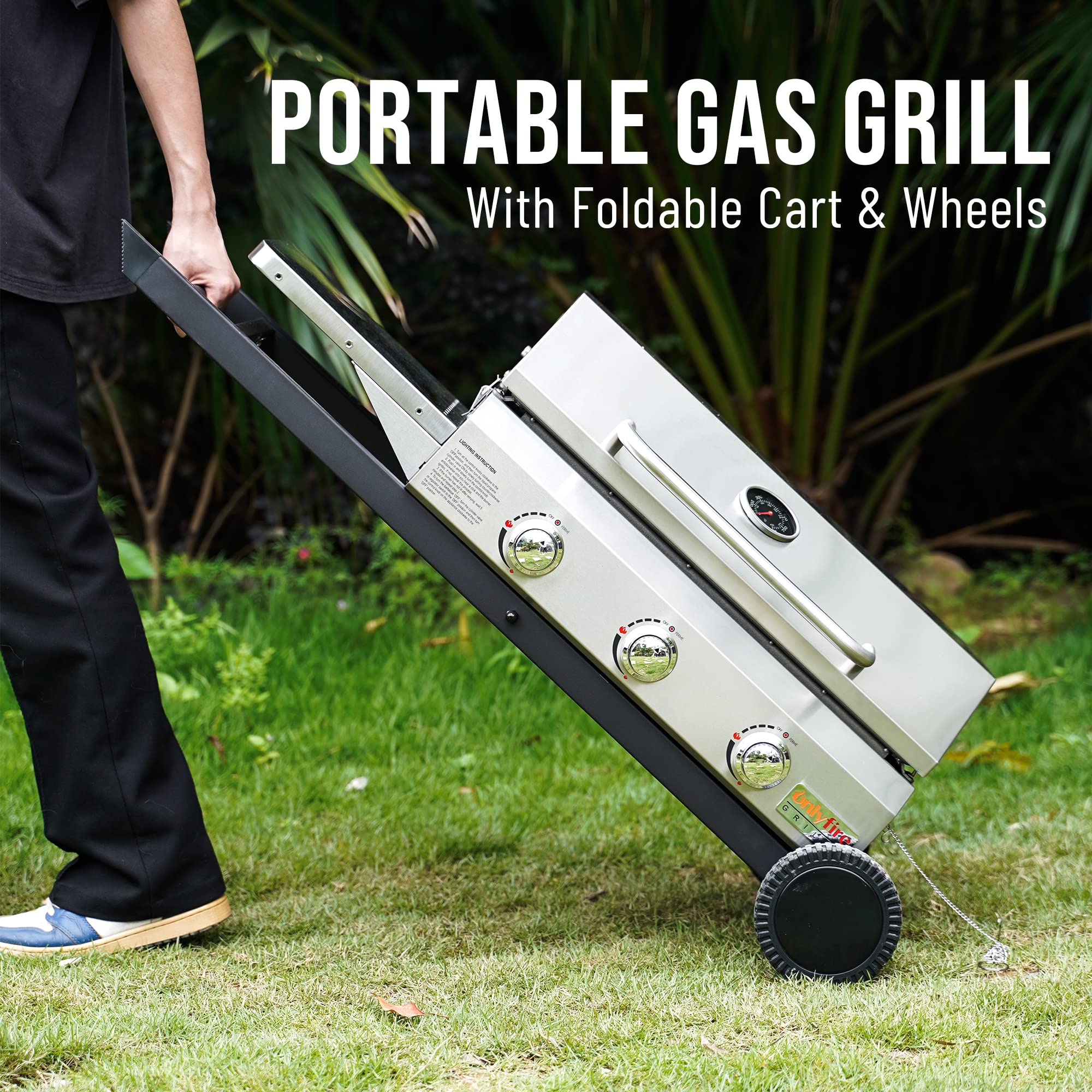 Mua Onlyfire Portable BBQ Gas Griddle 3Burner with Foldable Cart