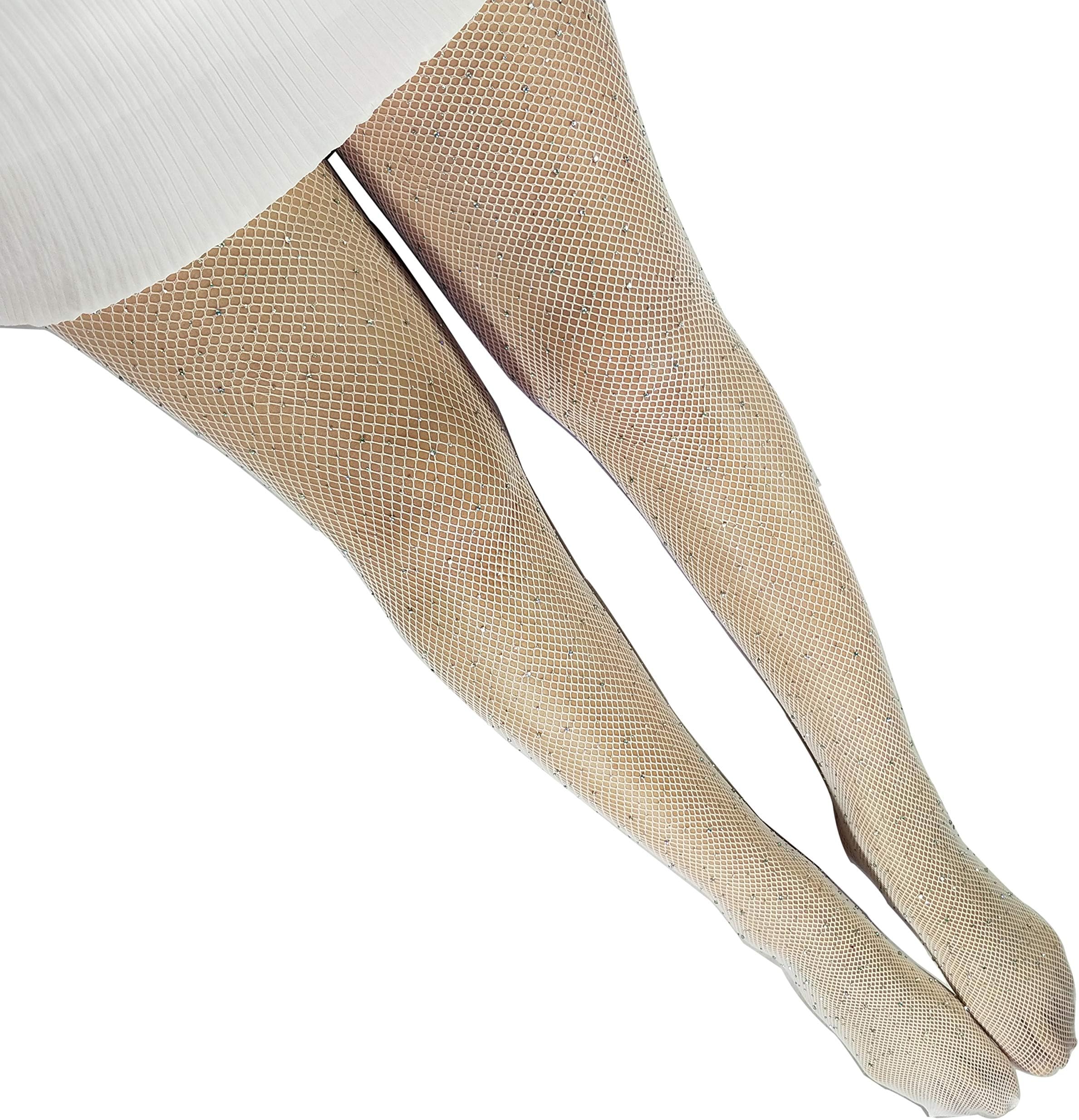 Women's Rhinestone Fishnets Fishnet Stockings 2 Pairs Festival Glitter Tights Sparkle Stockings