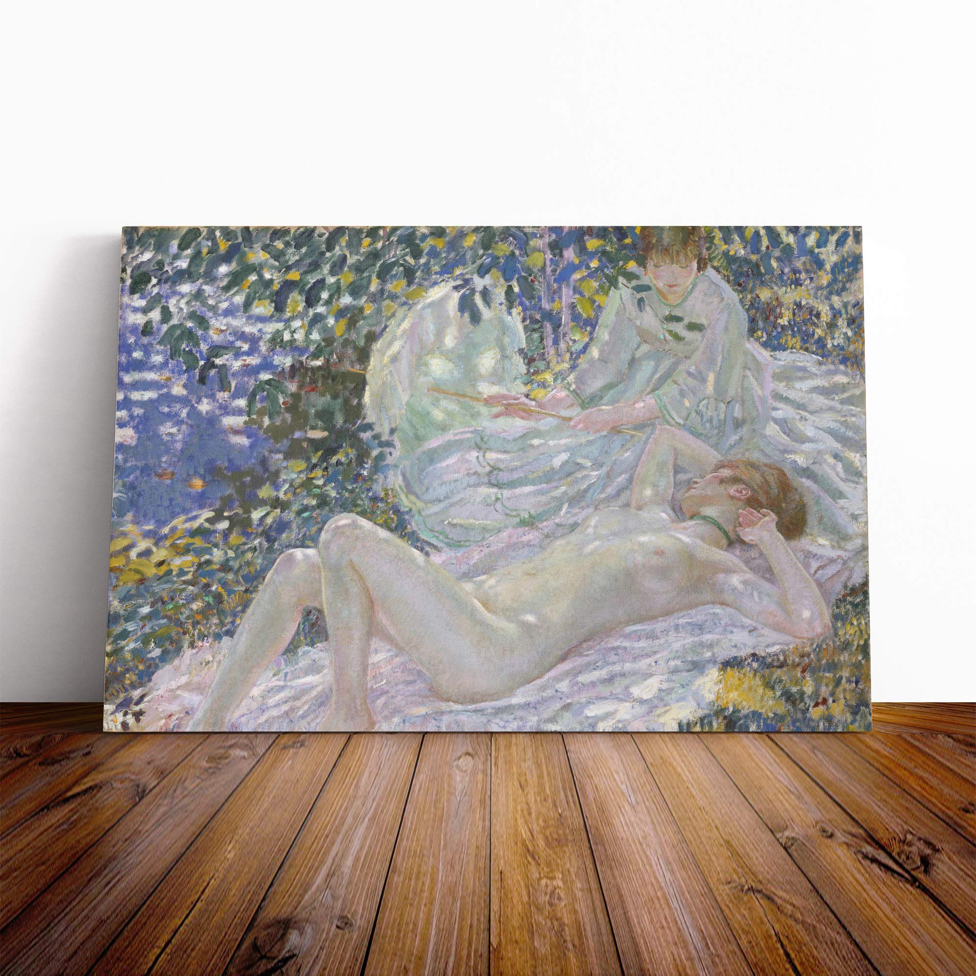 Frederick Carl Frieseke Laying Canvas Print | Gallery Wrapped 30mm Frame Wall Art | 20x14 inches | Ready to Hang | Modern Picture | Living Room Bedroom Lounge Office