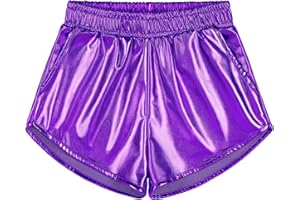 BOOPH Girls Metallic Shorts Kids Sparkly Dance Outfits Shiny Hot Pants Athletic Shorts for Girls