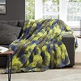 Jillche Bed Fluffy Blanket W/Camo Fur, Ultra Soft Throw Blanket for Teens, Warm Fuzzy Blankets and Throws for Bed, Stylish Tie Dye Faux Fur Blanket as, Fall Blanket 50” X 60” Xmas Gift