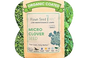 Flawn Seed Kits Micro Clover Seed, 2.2 Oz, Organic Coated, Eco-Friendly, Low Growing, Low Maintenance, Lawn Alternative, Compostable Pouch, Covers Up to 500 Sqft