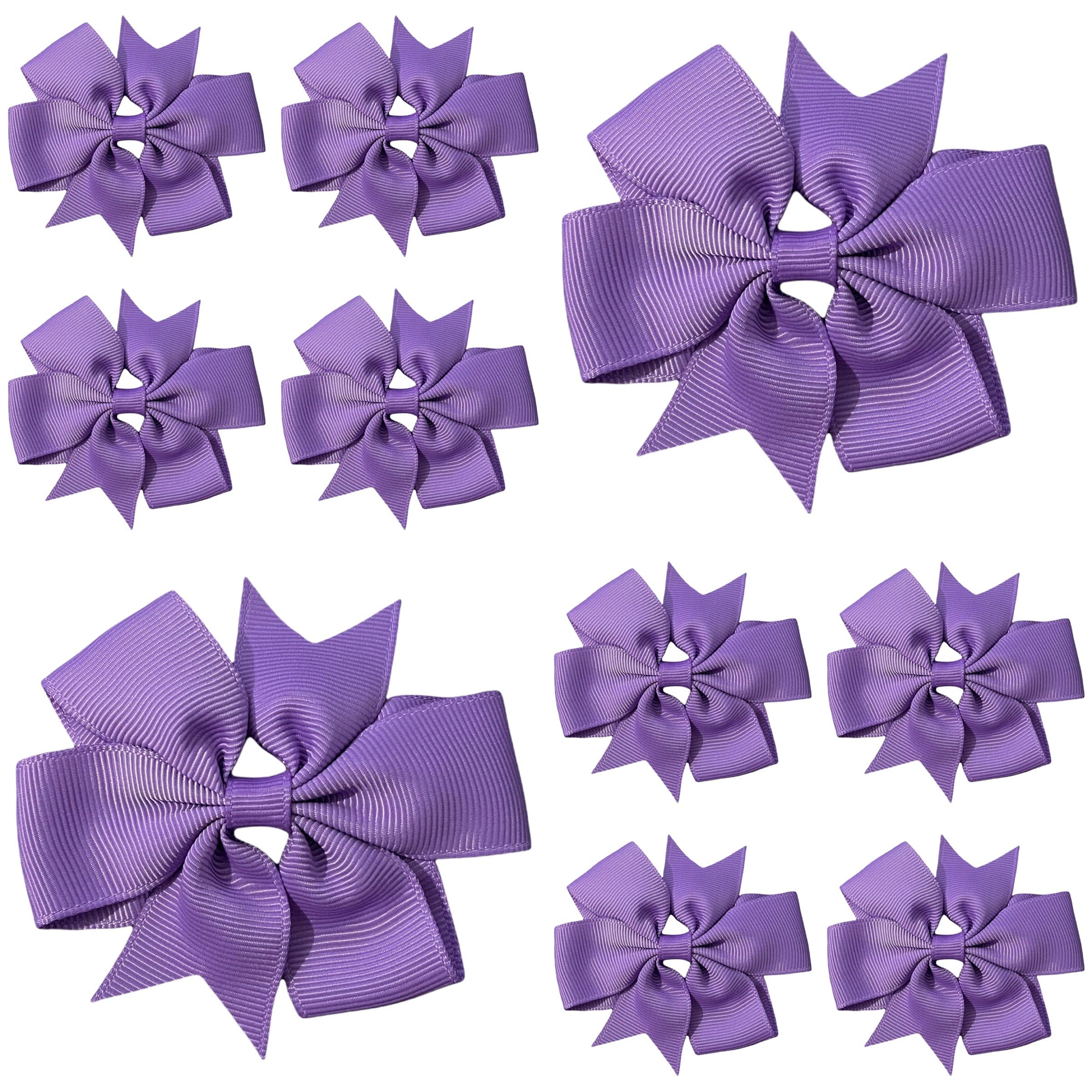 10pcs Mauve Hair Bows Clips Slides Grips 3" inch Pinwheel Solid Vibrant Colour Girls Hairbows — image 1