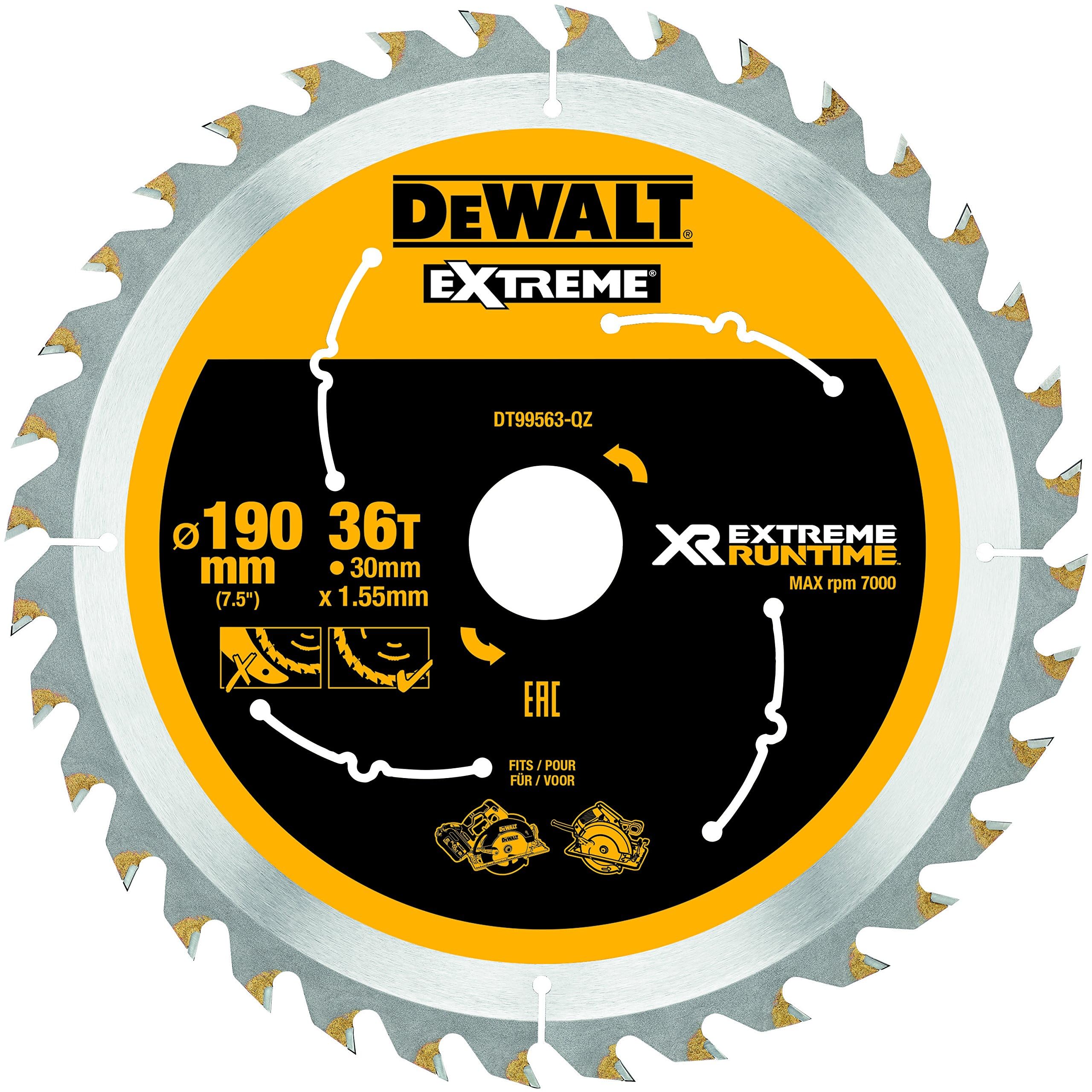 Dewalt XR Extreme Runtime SAEGE Sheets Hand Circular Saw 190 x 30 mm Pack of 1 DT99563 36 WZ/FZ/qz