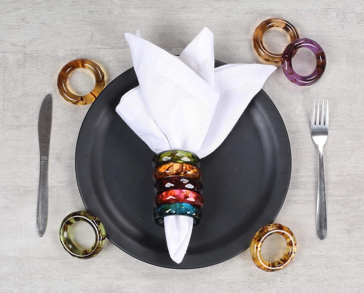 Alpha Living Home Spring Napkin Rings Set of 12, Color Napkin Holders, Napkin Rings Bulk for Party Decoration, Dinning Table, Everyday, Family Gatherings - A Great Tabletop Décor - Multi: Home & Kitchen