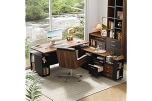 ModernMate Home Office Furniture Set, 71" Electric Standing Desk with 2 Wide File Cabinet, AC/USB, Mobile File Cabinet with Lockable Wheels, Furniture Set with Multiple Functions,Black Walnut