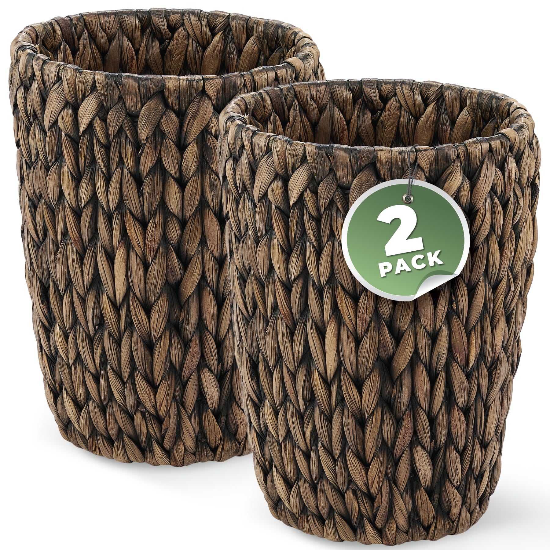 Photo 1 of 84ECO 2-Pack Black Wicker Trash Cans