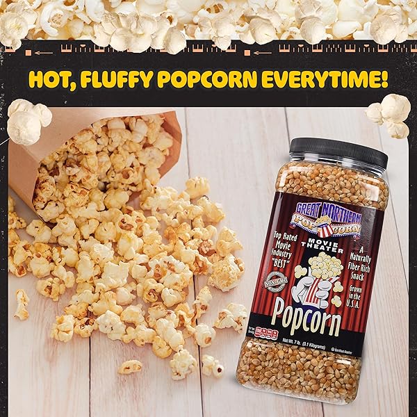 YELLOW POPCORN KERNELS BULK RESEALABLE 7LB JUG – NON-GMO PREMIUM GOURMET POPCORN KERNELS FOR POPPING IN MICROWAVE, STOVETOP, OR MACHINE BY GREAT NORTHERN POPCORN