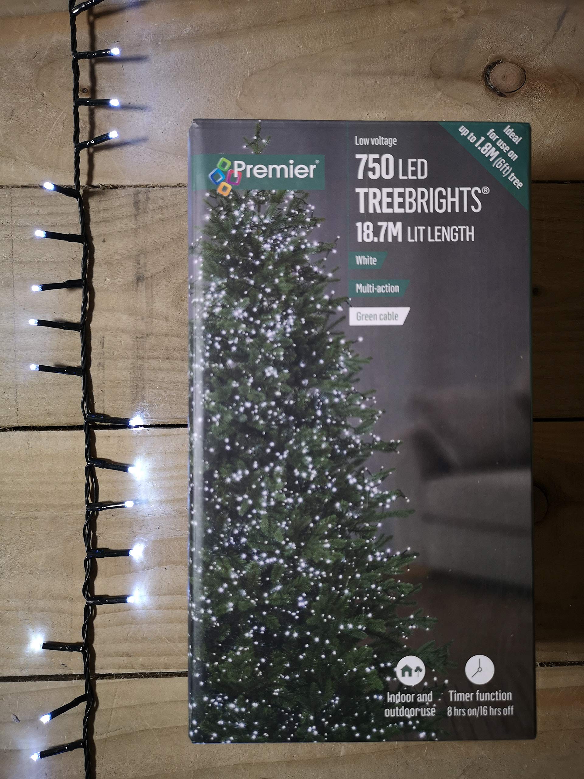 Premier Decorations - 750 Multi Action TreeBrights LED Lights with Timer - White