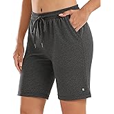 Stelle Women's 7"/10" Cotton Bermuda Shorts Knee Length Comfy Lounge Athletic Sweat Shorts with Deep Pockets