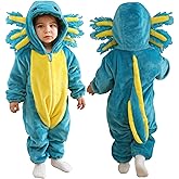 DarkCom Unisex Baby Axololtl Costume Animal Onesie Toddler Hooded Romper Halloween Kids' Christmas Pajamas