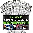 GEARit Cat 6 Ethernet Cable (24-Pack 1 Foot) Cat6 Network Patch, 10Gbps, RJ45, Snagless Cord, Gold-Plated Connectors, Internet for PC, TV, Tablet, Router, Printer, Servers, IT Data Center - White