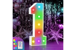 ZEELY 3FT Marquee Light Up Numbers Sign, Colorful Happy Birthday Light Up Number 1, 18 Color Modes with Remote, Cardboard numbers for Birthday Anniversary Party Decorations, Mosaic Numbers for Balloons