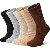 Merino Wool Socks For Women Hiking Winter Boot Thermal Warm Thick Cozy Work Crew Socks 5 Pairs