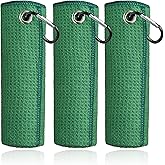 Mile High Life Microfiber Golf Towel 3 Pack, 16" x 16", Waffle Pattern Design with Carabiner Clip, Super Absorbent, Green