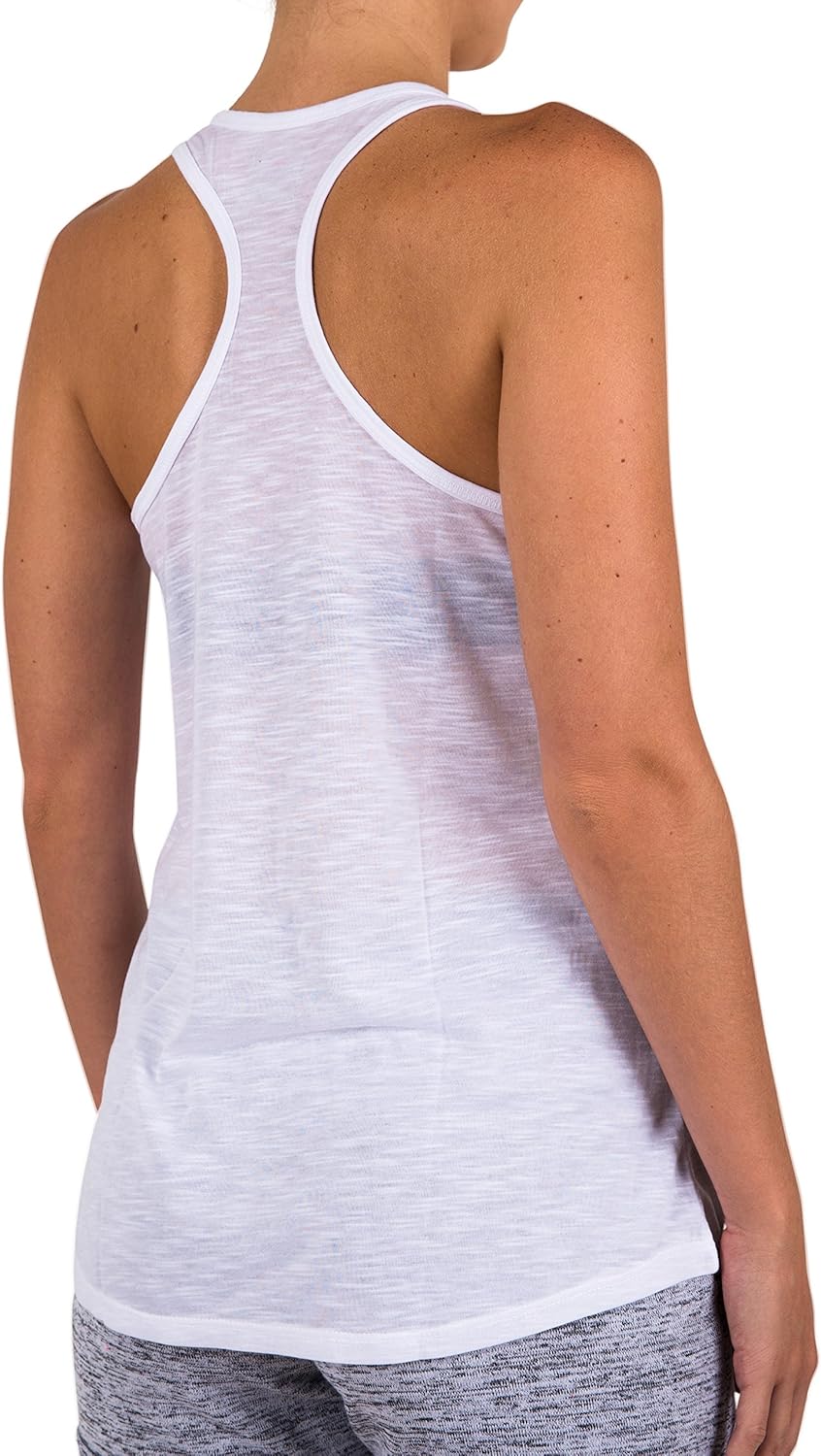 Women's Everyday Flowy Burnout Slub Racer Back Active Workout Tank Tops- 5 Pack & 6 Pack: Clothing