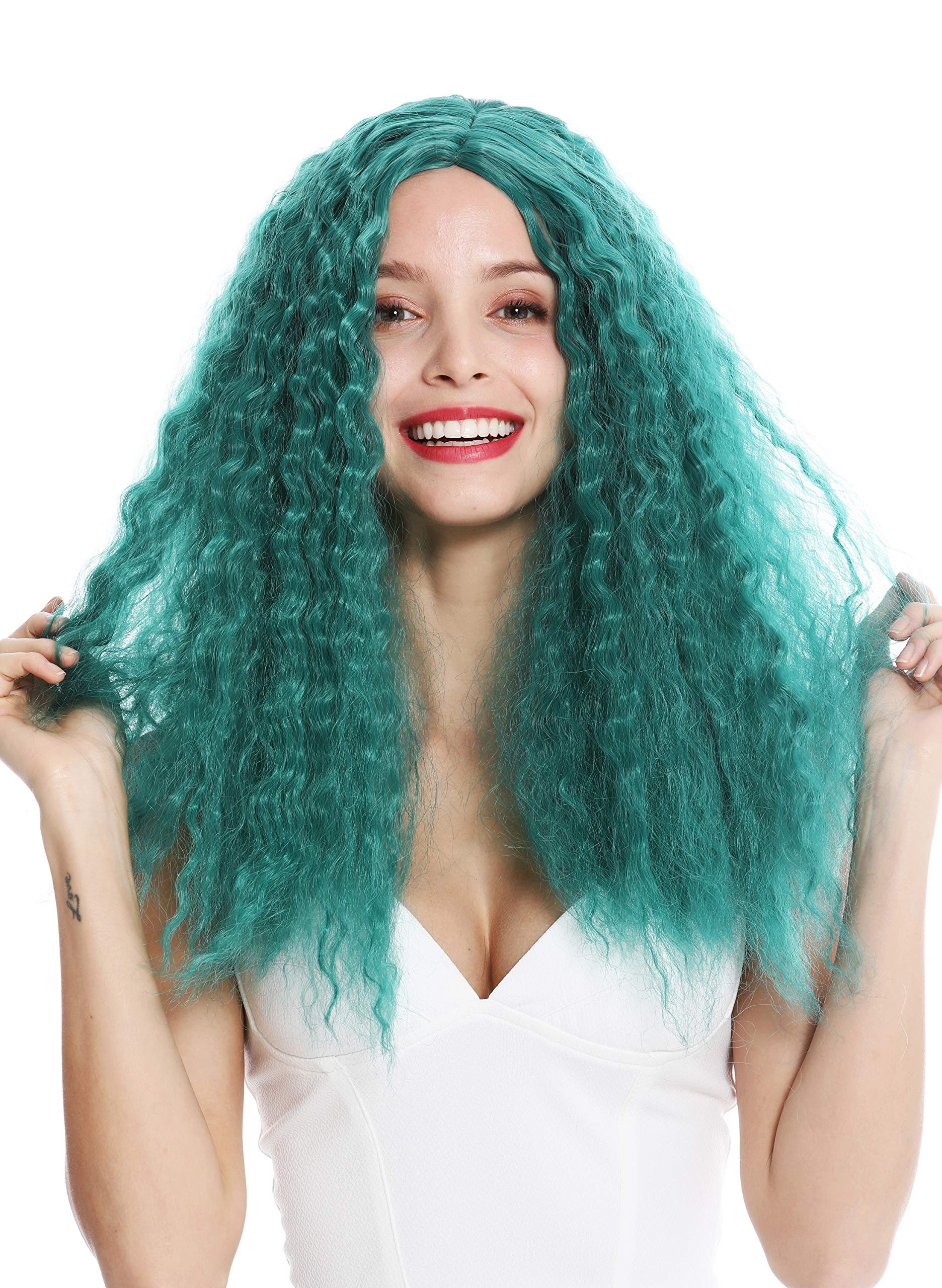 WIG ME UP - YZF-7304-BD women's quality wig very long voluminous frizzy curls middle parting green elf fairy