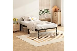 KUJIELAN Black Thickened and Reinforced Metal Bed Frame - Structurally Stable 14 Inch Steel Bar Supported Bed Frame,Easy to Assemble and Transport Bed Frame Under Bed Storage, Twin