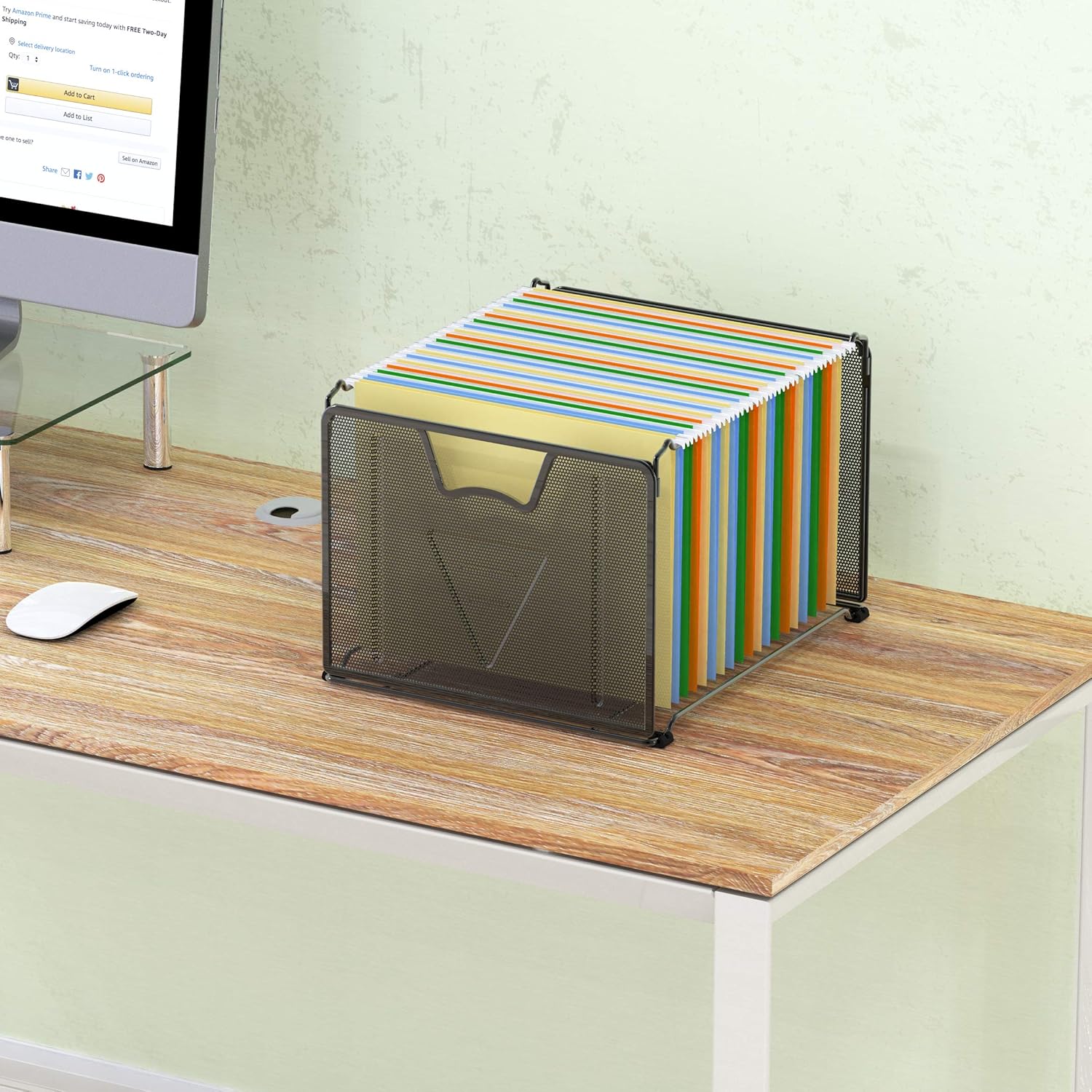 SimpleHouseware Mesh Hanging File Organizer, Black : Office Products