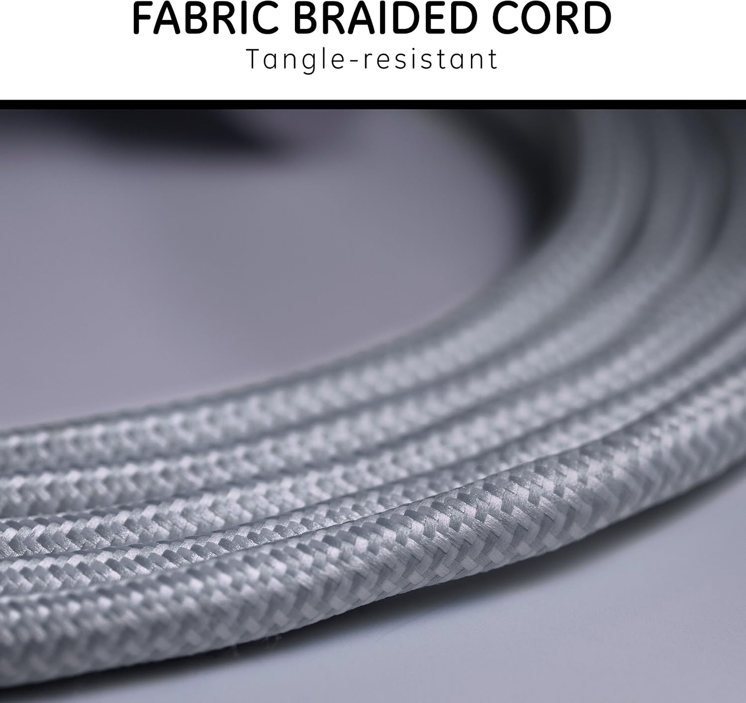 GE Designer Extension Cord With Surge Protection, Braided Power Cord, 8 ft, 3 Grounded Outlets, Flat Plug, Premium, Gray/White, 38433: Electronics