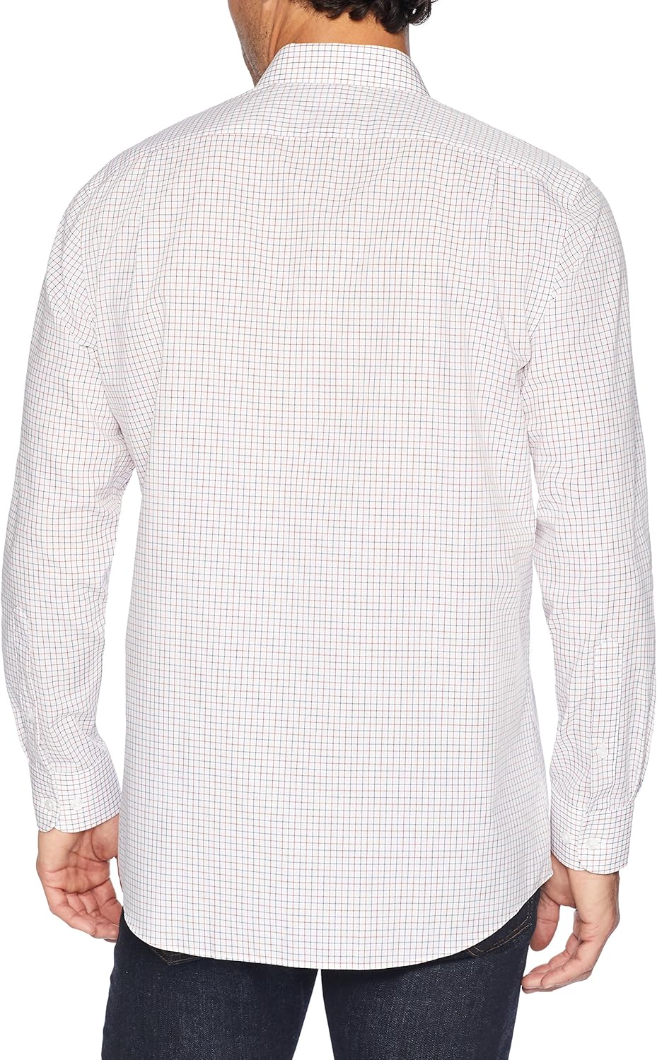  Essentials Men's Regular-Fit Wrinkle-Resistant Long-Sleeve Plaid Dress Shirt: Clothing