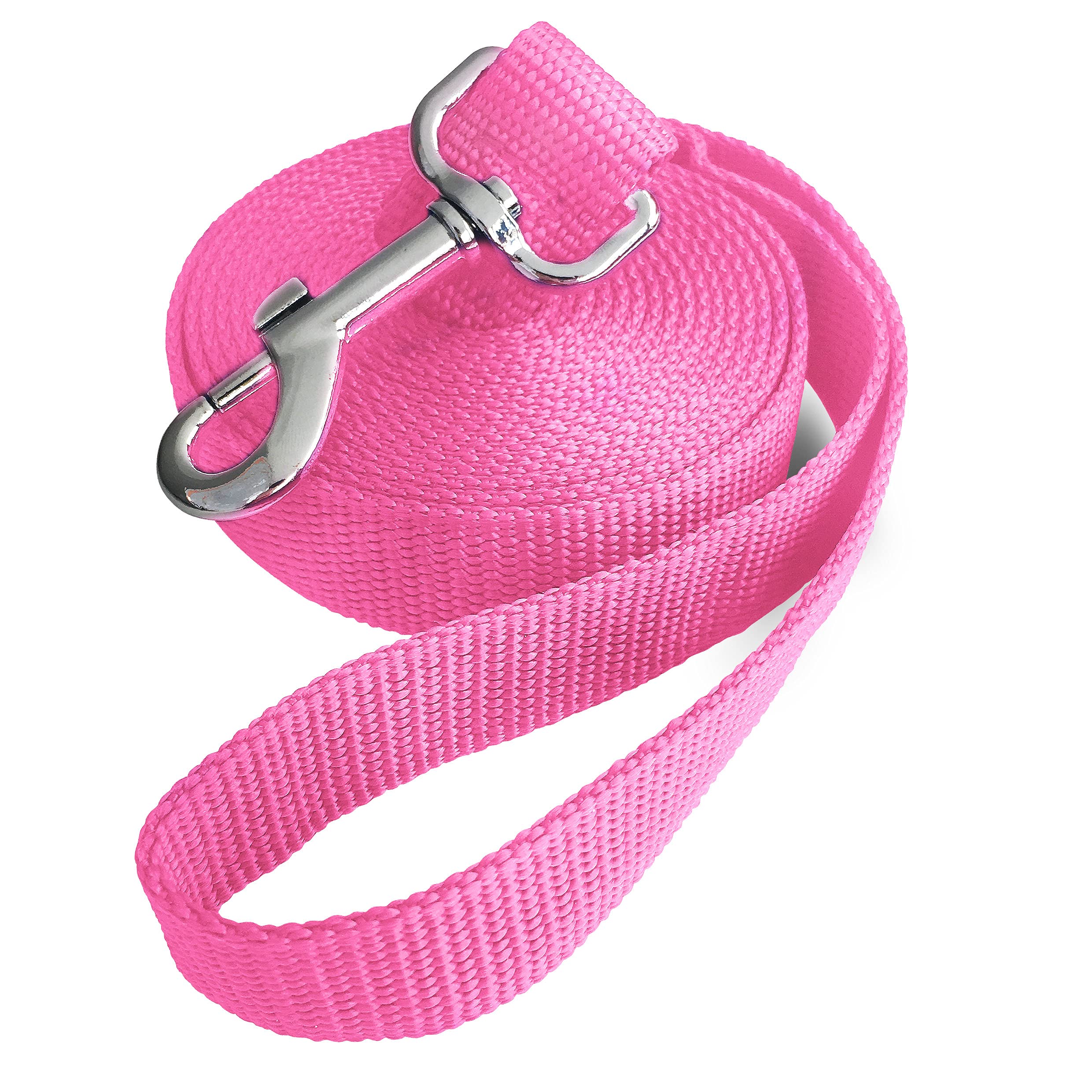 Jeckpat 10ft Pink Dog Leash, Long Line Training Leash for Small, Medium, and Large Dogs, Great for Parks and Fetch