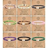 BROCC 9 Pcs Cross Bracelets for Women Men, Christian Gifts for Women, Religious Gifts Cross Beaded Bracelet, Easter Catholic Religious Christian Bracelets Jewelry