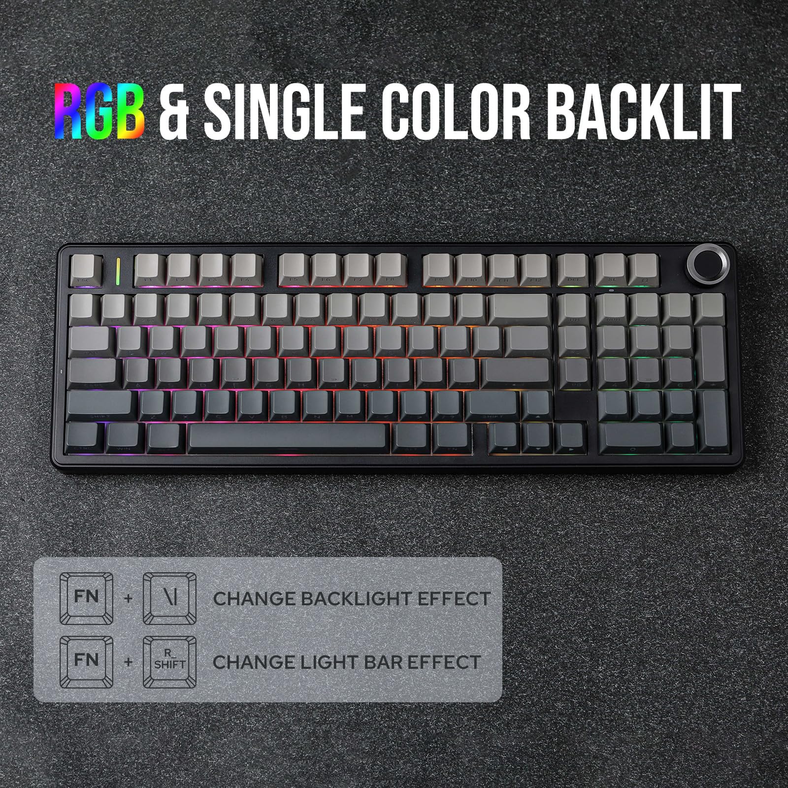 EPOMAKER X Aula F99 PRO Wireless Gaming Keyboard with 8000mAh Battery, Hot Swappable Creamy Keyboard, 2.4GHz/Type-C/BT5.0, NKRO, RGB Backlit for Win/Mac/Gaming (Black Gradient)