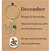 Popizard Birthstone Purse Charms Keychain- Birth Flower Key Chain, Personalized Bag Charms Wallet Accessories