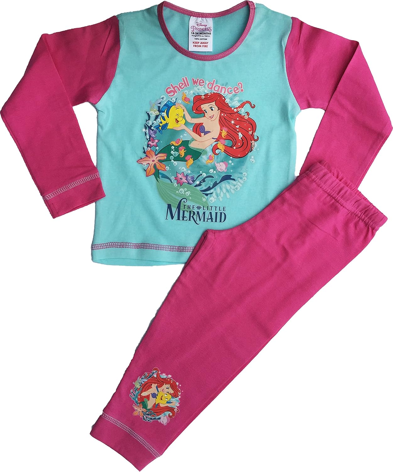 Girls Disney Little Mermaid Princess Ariel Pyjamas Age 45 Years
